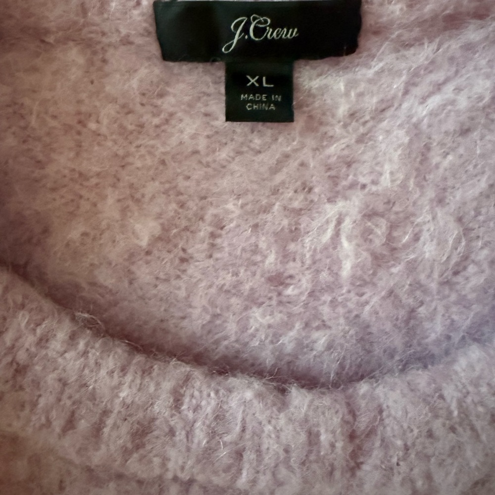 J.Crew Women’s Sweater XL Lavender Purple Alpaca Merino Wool Blend Puffed Sleeve - Picture 3 of 5